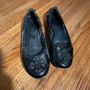 Tory Burch Shiny Black Flats